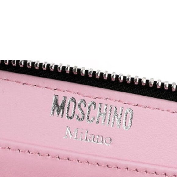 💕MOSCHINO💕 Space Ship Bear Zip Around Wallet Pink NWT 100% Leather - Picture 5 of 14